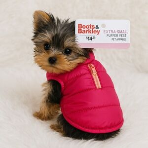 Boots & Barkley Fuchsia Dog Puffer Vest, size XS